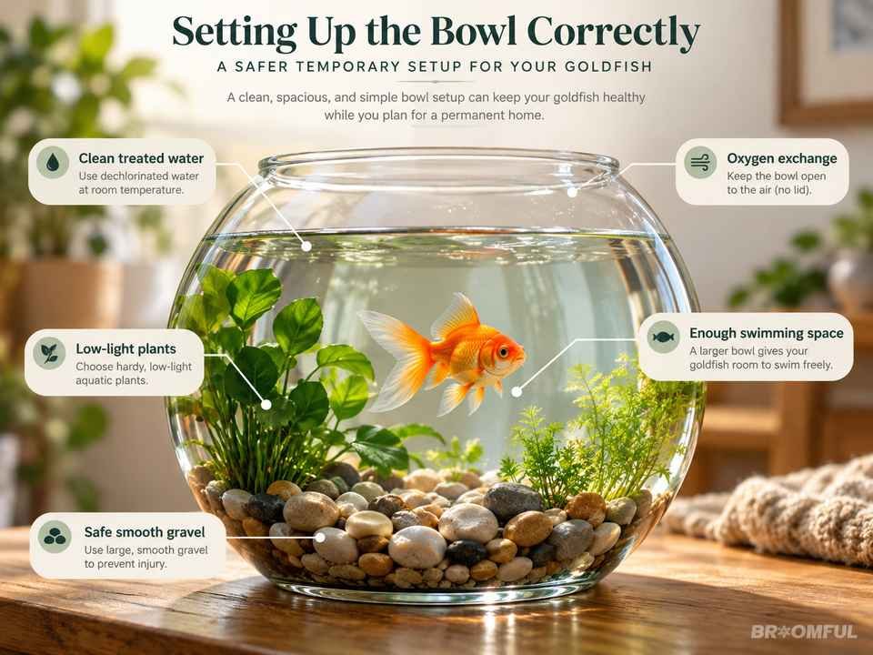 Correctly setting up a bowl to take care of goldfish